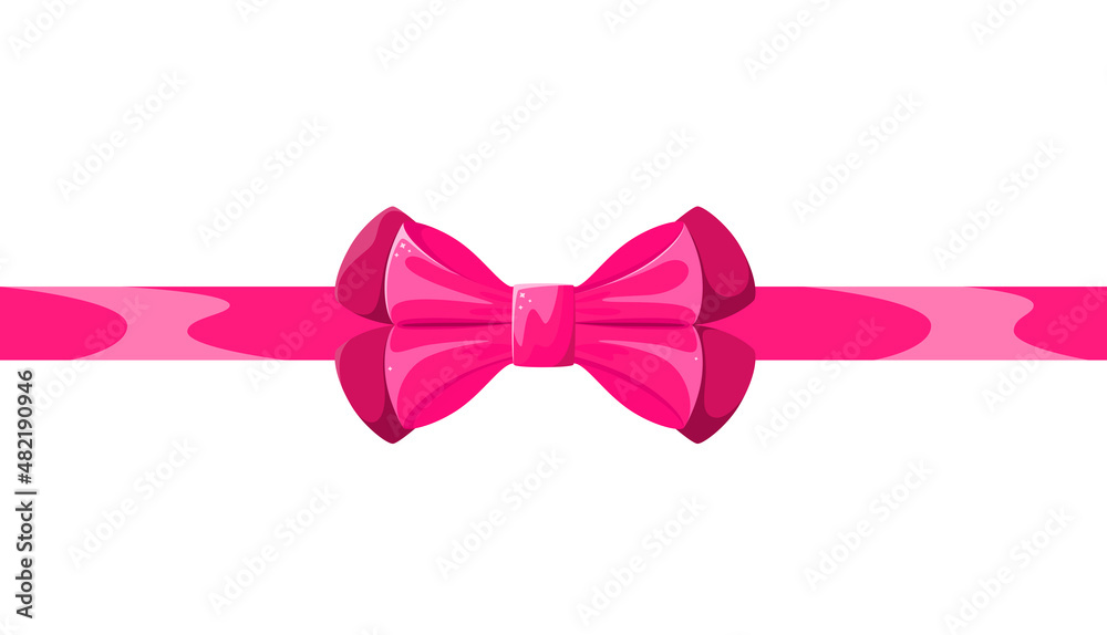 Pink bow with ribbon on a white background. Cartoon design.
Pink bow with ribbon on a white background. Cartoon design.