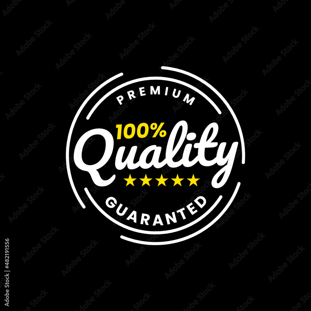 100% guaranteed premium product quality stamp logo. star