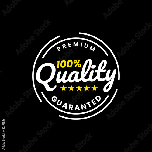 100% guaranteed premium product quality stamp logo. star