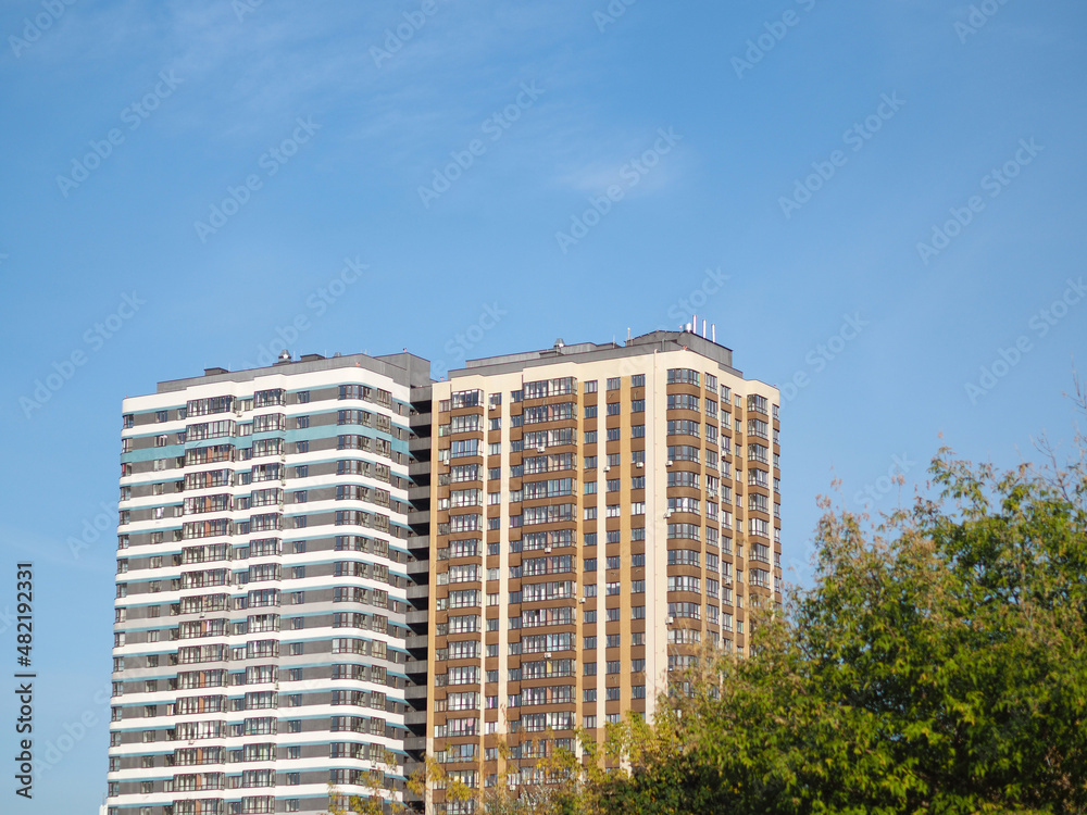 cityscape wall of new apartment building