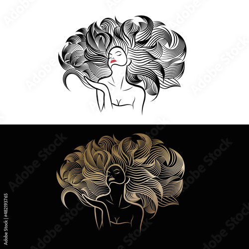 Beauty and hair salon vector logo stock illustration