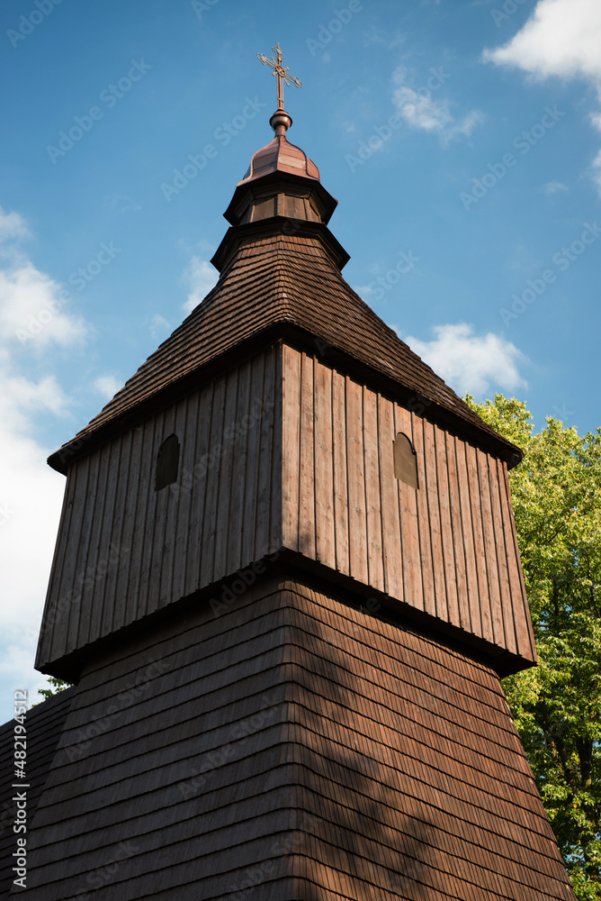 The Roman Catholic wooden Church of St Francis of Assisi in a village Hervartov, Slovakia. UNESCO Word Heritage site