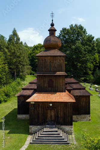 The Greek Catholic wooden church of St Paraskieva in a village Dobroslava, Slovakia photo