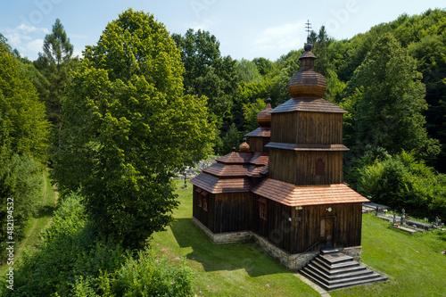 The Greek Catholic wooden church of St Paraskieva in a village Dobroslava, Slovakia photo