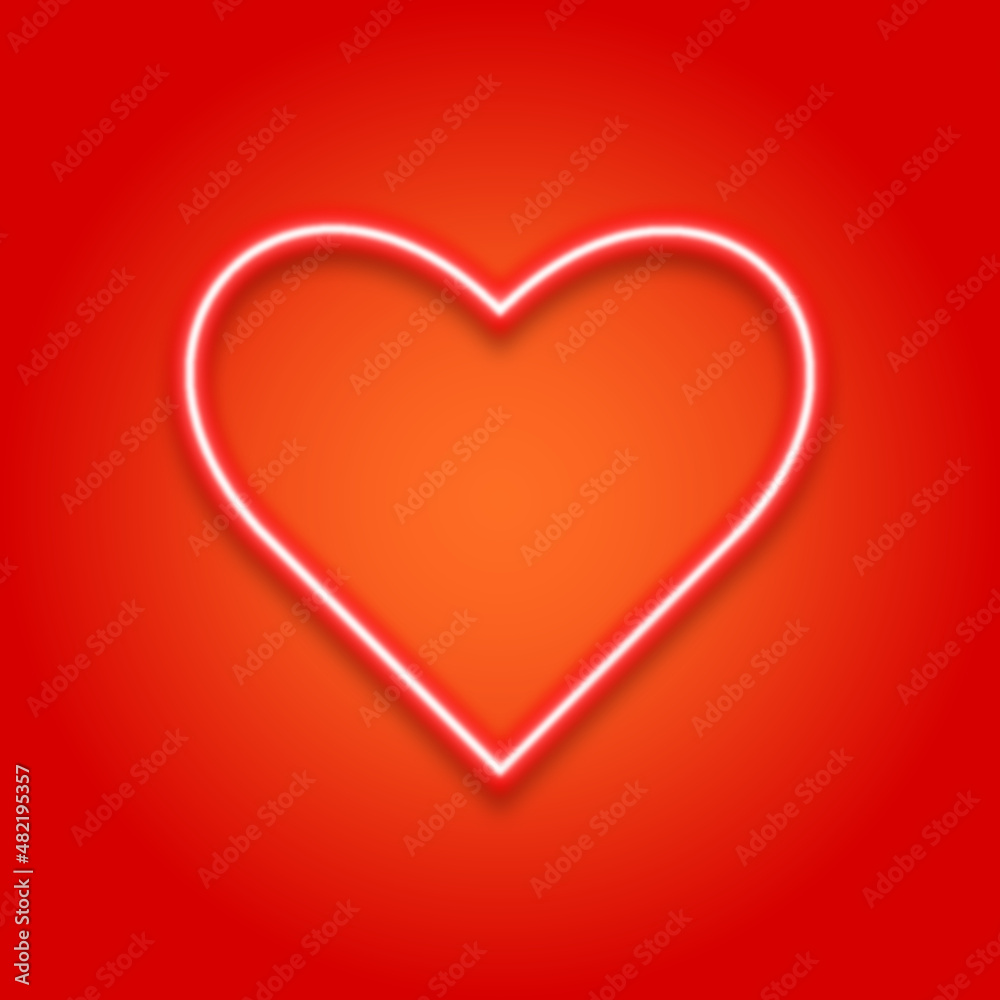 red neon heart, love romance valentine