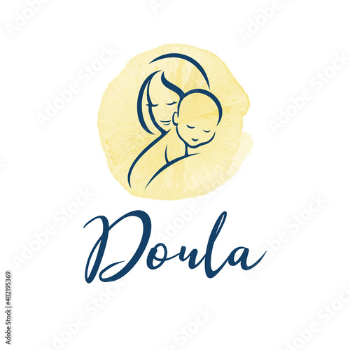 Doula logos et de symboles de naissance, de grossesse, de famille et de bébé.