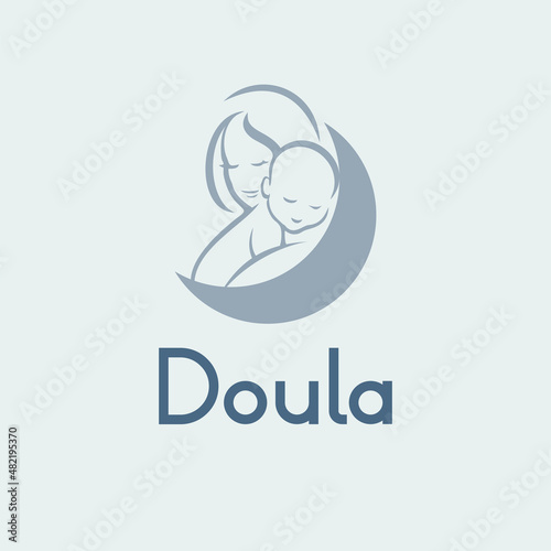 Doula logos et de symboles de naissance, de grossesse, de famille et de bébé.