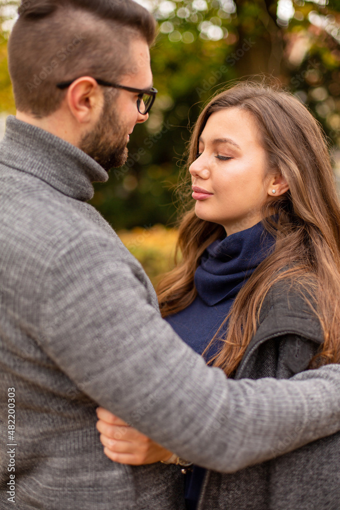 Happy young european married couple portrait in fall Happy young european married couple portrait in fall