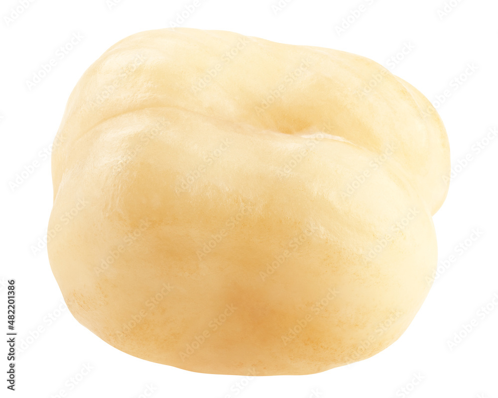 Hazelnut peeled, isolated on white background, clipping path, full depth of field Hazelnut peeled, isolated on white background, clipping path, full depth of field