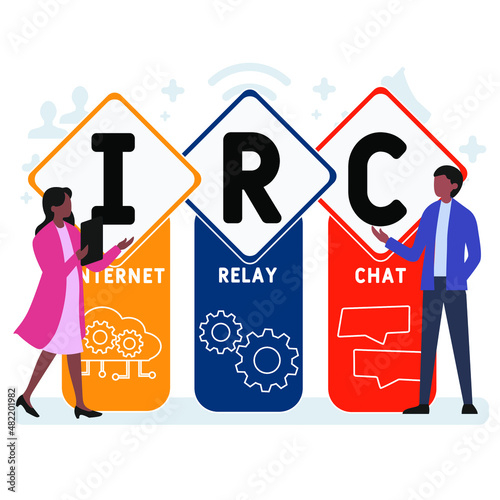IRC - Internet Relay Chat acronym. business concept background. vector illustration concept with keywords and icons. lettering illustration with icons for web banner, flyer, landing pag