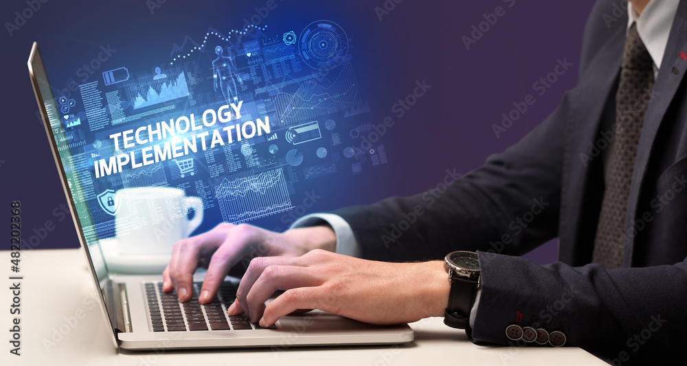 Businessman working on laptop