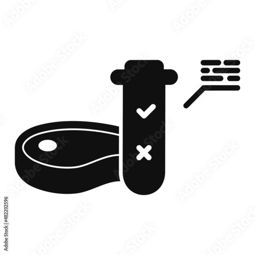 Artificial Food and Test Tube Silhouette Icon. Genetic Cultured Meat Black Pictogram. Research of Gene Modified Meat Icon. Dna Molecule, Meat Structure. Isolated Vector Illustration