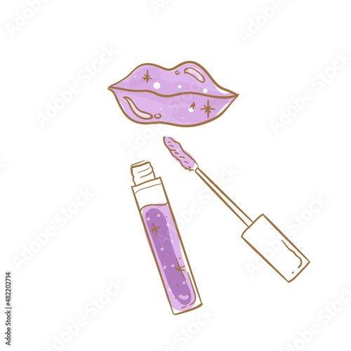 Design doodle art vector illustration of women makeup property