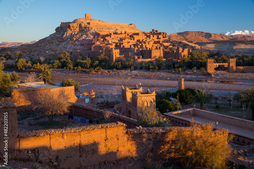 Morocco, Ait Ben Haddou, historical berber fortified village along the former caravan route between Sahara and Marrakech. Example of Moroccan earthen clay architecture. UNESCO World Heritage Site photo