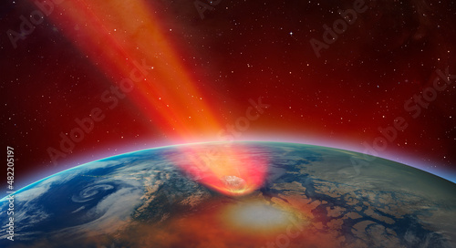 Attack of the asteroid on the Earth  Elements of this image furnished by NASA