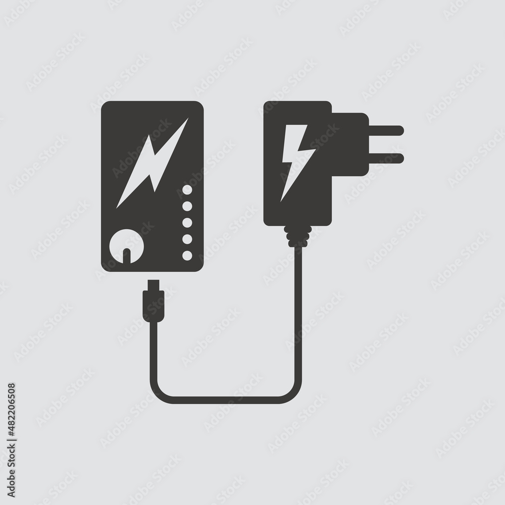 Power bank icon isolated of flat style. Vector illustration. Power bank icon isolated of flat style. Vector illustration.