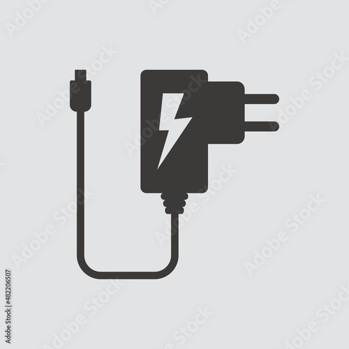 Power adapter icon isolated of flat style. Vector illustration.