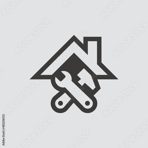 Repair Building icon isolated of flat style. Vector illustration.