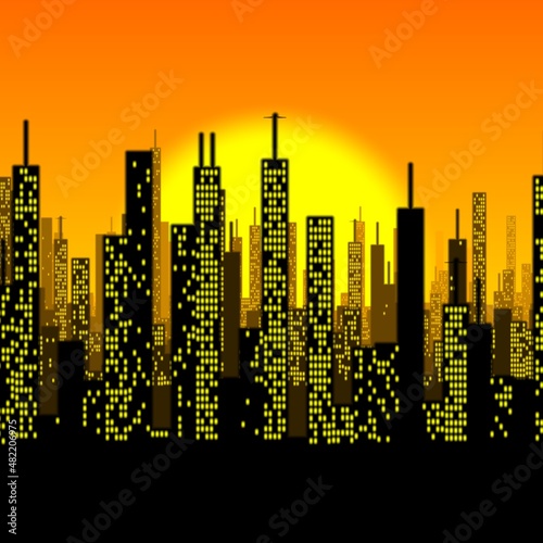 colourful dawn 3D futuristic city design