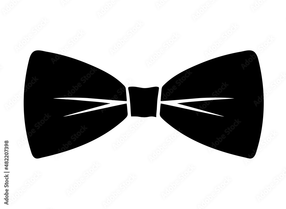 Male red butterfly tie on white background. Black silhouette. Vector isolated illustration Male red butterfly tie on white background. Black silhouette. Vector isolated illustration