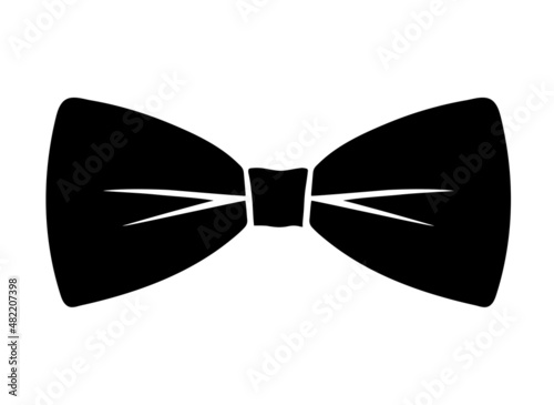 Male red butterfly tie on white background. Black silhouette. Vector isolated illustration