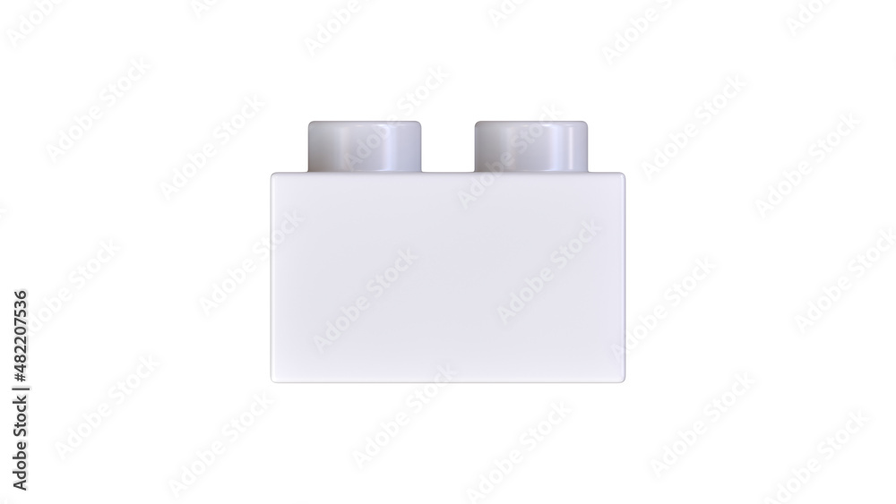 White PlasticBrick Isolated on White Background. Children Toy Block Side View. High Quality 3D Render with a Work Path, 7680x4320 White PlasticBrick Isolated on White Background. Children Toy Block Side View. High Quality 3D Render with a Work Path, 7680x4320