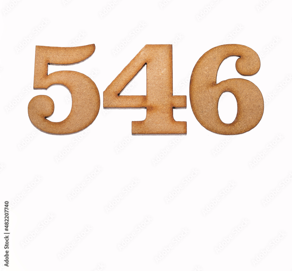 Number 546 in wood, isolated on white background Number 546 in wood, isolated on white background