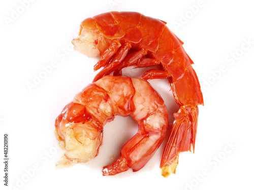 Carabiniera Prawns - Peeled Carabinero Shrimp isolated on white Background photo