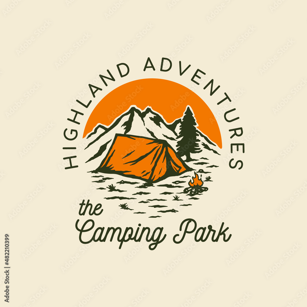 Hand Drawn Vintage Adventure Outdoor Camping Logo Badge