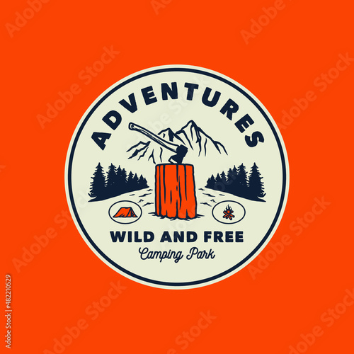 Hand Drawn Vintage Adventure Outdoor Camping Logo Badge