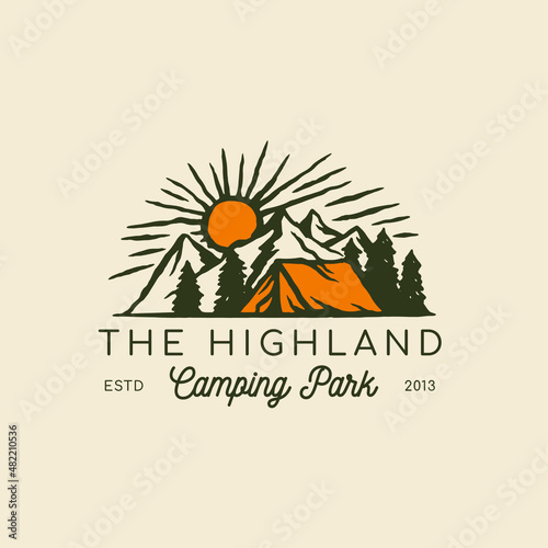 Hand Drawn Vintage Adventure Outdoor Camping Logo Badge