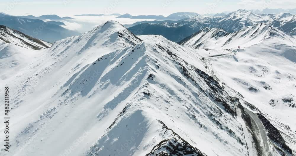 aerial winter landscape snow covered mountains