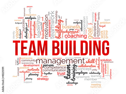 Team building word cloud template. Business concept vector background.