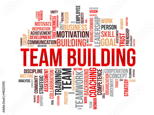 Team building word cloud template. Business concept vector background.