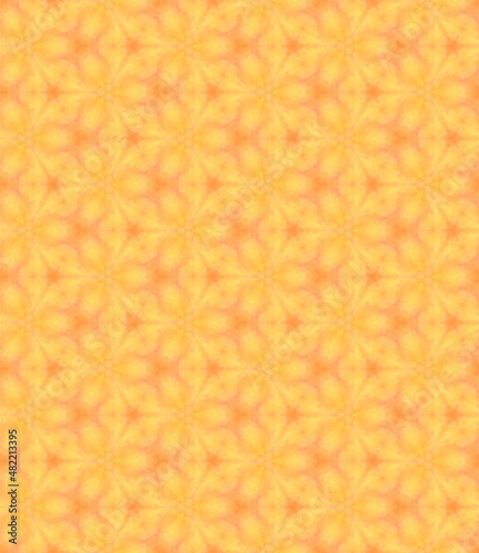 Vector seamless pattern. Watercolor kaleidoscope, shades of orange, yellow, red