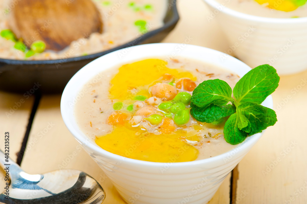 Hearty Middle Eastern Chickpea and Barley Soup