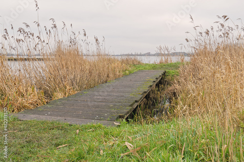Bridge to go to a small island. Zoetermeerse Plas. Netherlands.