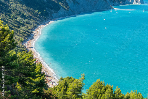 Aerial view of the beautiful beach of Mezzavalle in Ancona