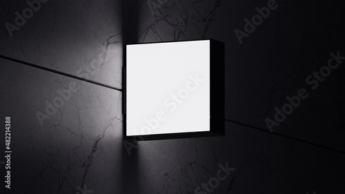 Illuminated empty signboard mockup at night. Logo mockup.
