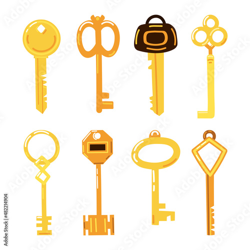 Vector set of decorative vintage keys illustration 