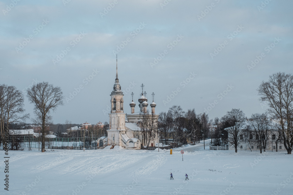 View of the Church of the Presentation of the Lord in early winter in Vologda