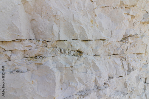 Chalk cliff with multiple cracks