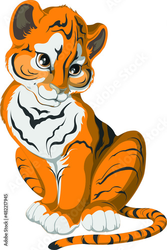 Cartoon baby tiger vector illustration