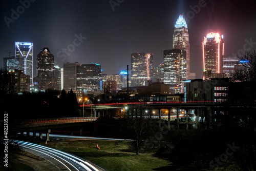 Charlotte Skyline Long Exposure Night