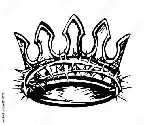 Precious golden crown with thorns. Vector drawing