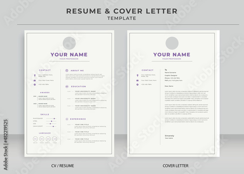 Resume and Cover Letter Template, Minimalist resume cv template, Cv professional jobs resumes