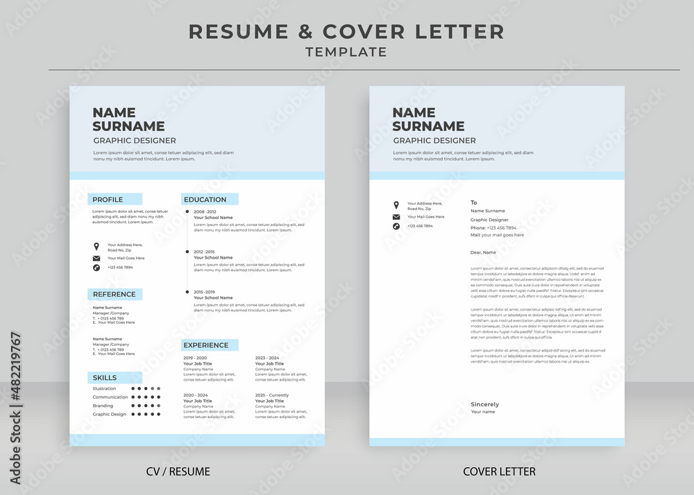 Resume and Cover Letter Template, Minimalist resume cv template, Cv professional jobs resumes