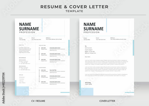 Resume and Cover Letter Template, Minimalist resume cv template, Cv professional jobs resumes