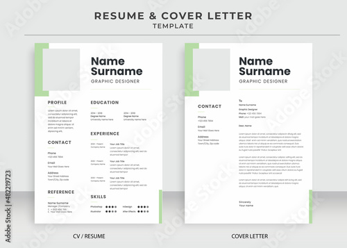 Resume and Cover Letter Template, Minimalist resume cv template, Cv professional jobs resumes