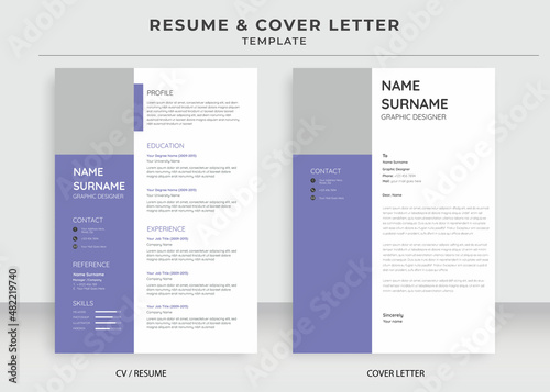 Resume and Cover Letter Template, Minimalist resume cv template, Cv professional jobs resumes